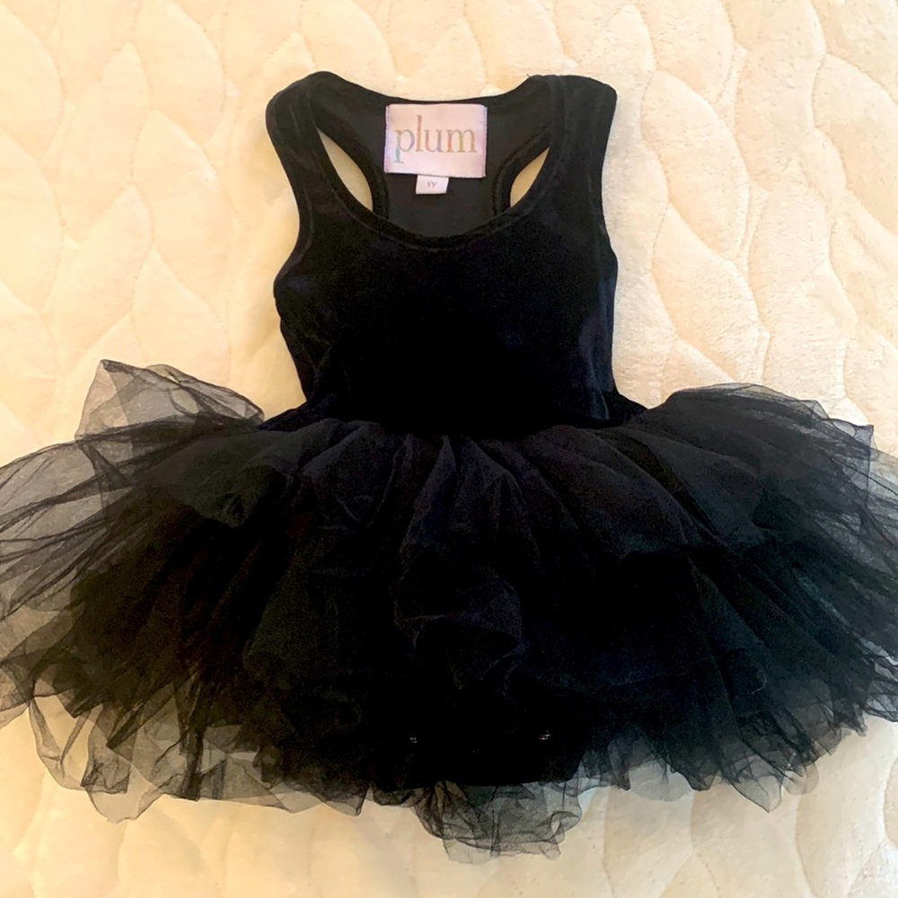 Plum NYC velvet leotard with tutu in black size 1 year